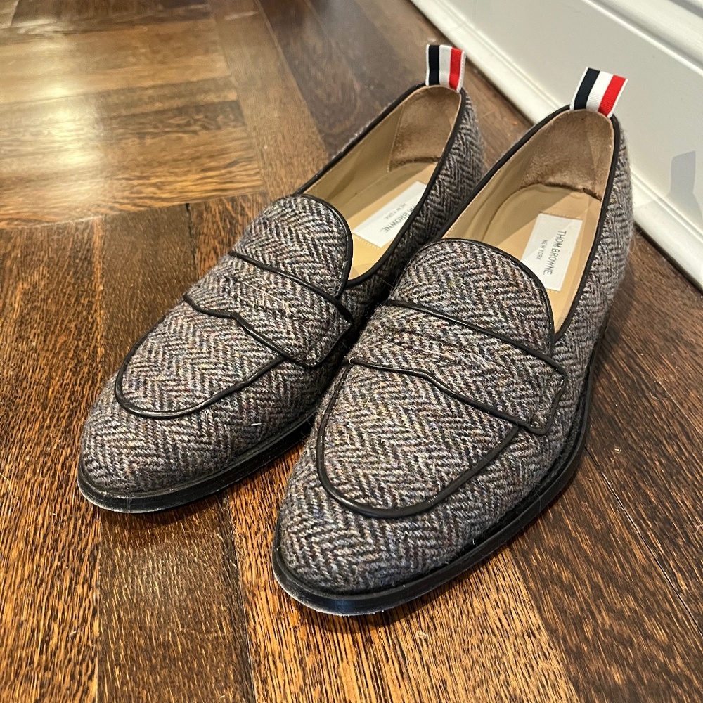 Thom Browne Varsity Penny Loafer in Tweed Size 10 / 43
